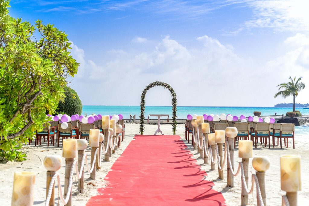 A romantic wedding venue with scenic views