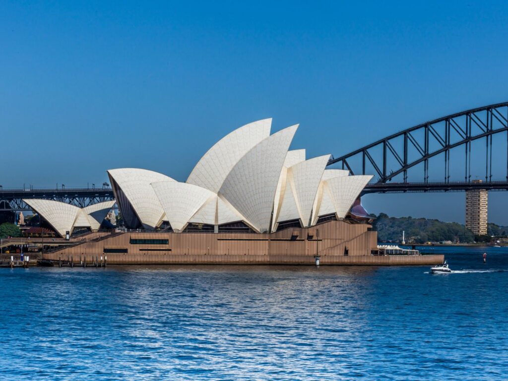 The Sydney Opera House and Harbour Bridge on a sunny day