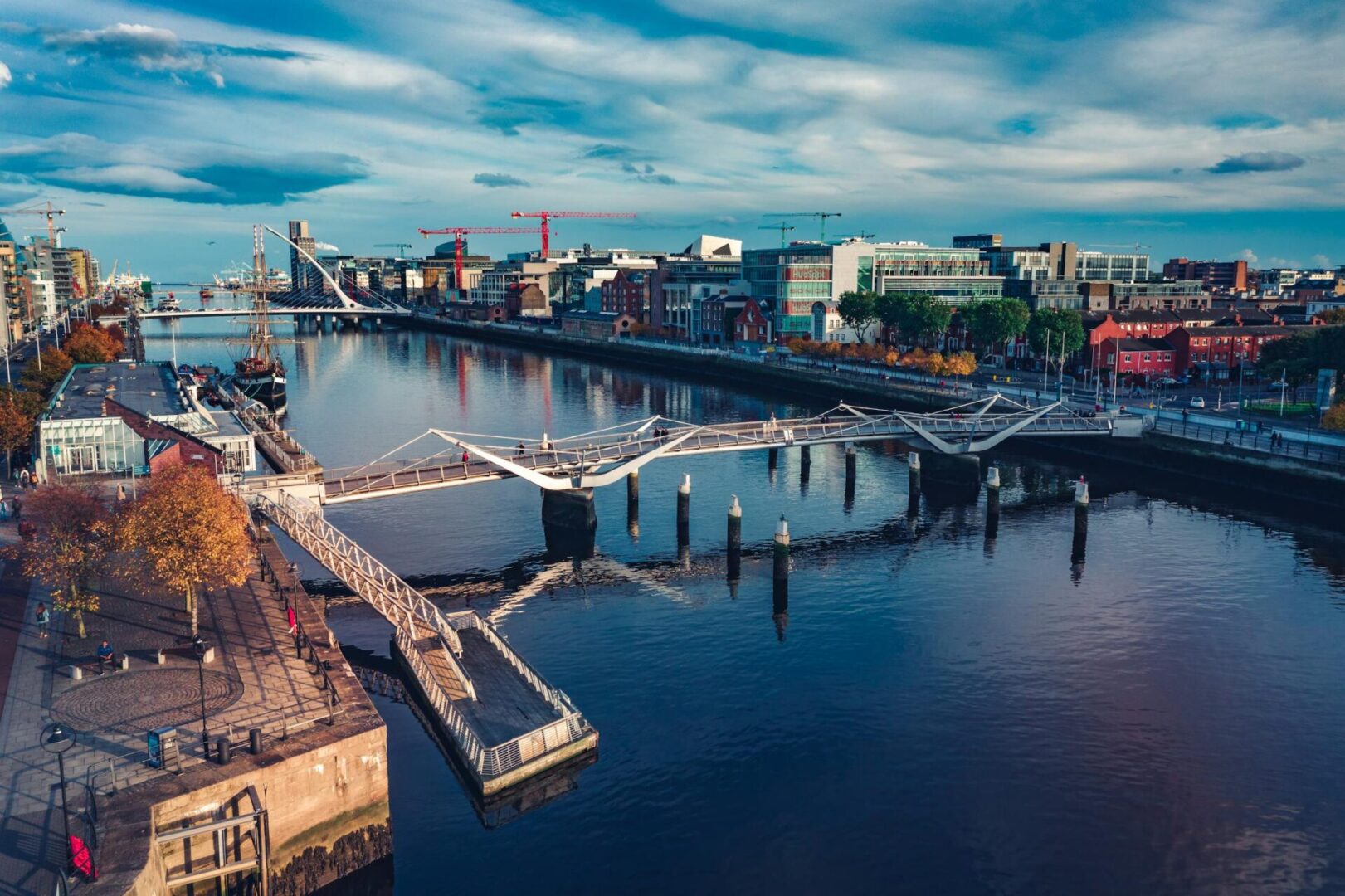 Dublin’s Docklands and the River Liffey seen from above