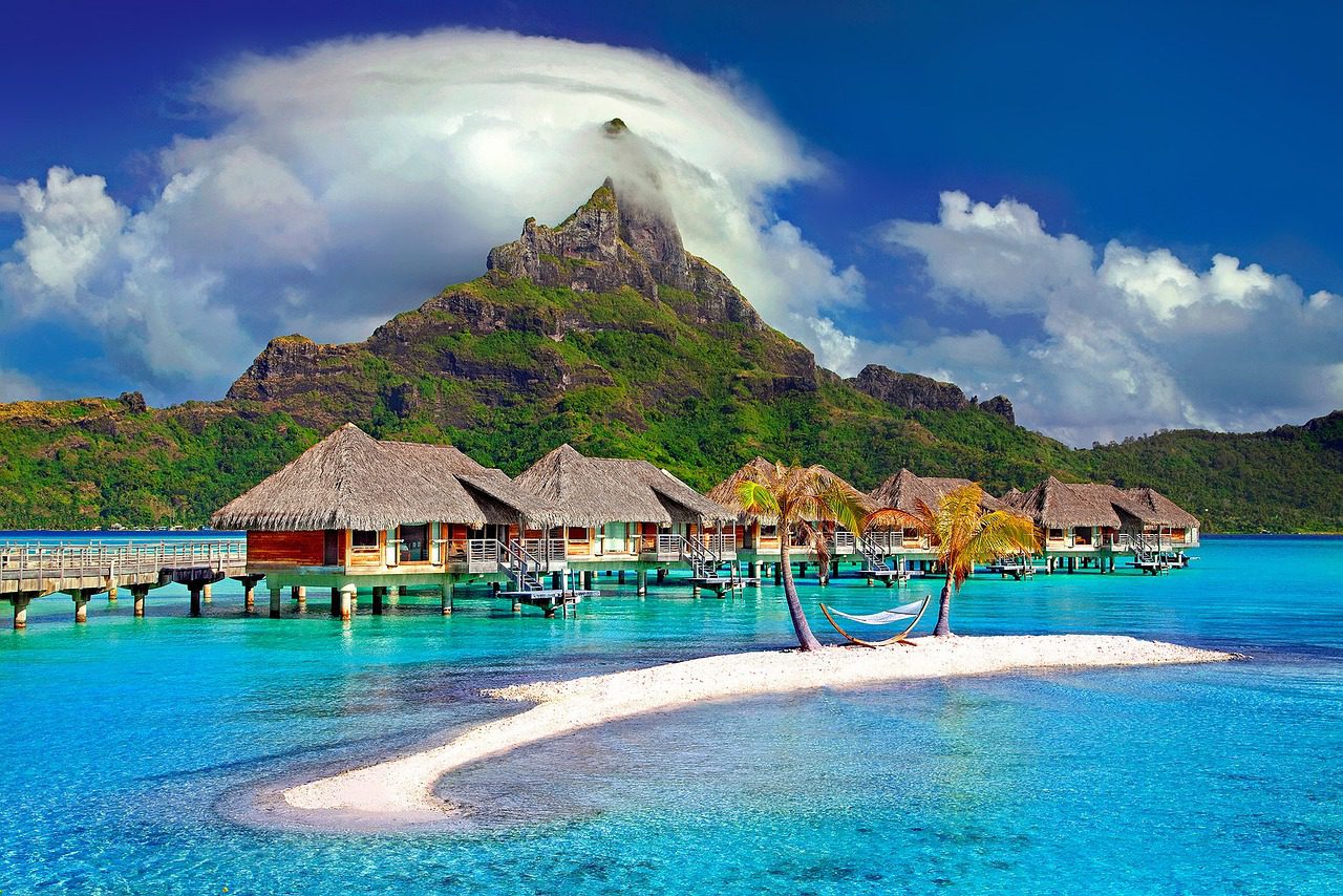 Bora bora blue water beach