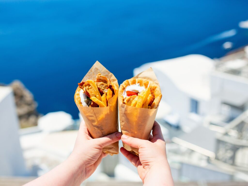 Greek Gyros Wrapped in Pita Bread