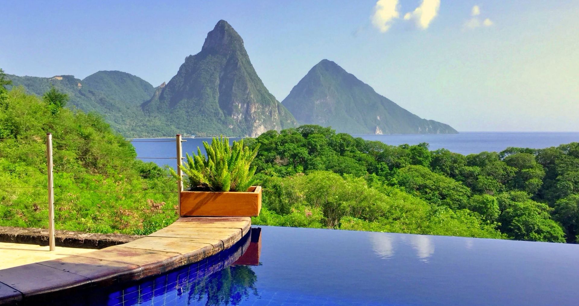 An infinity pool overlooking St. Lucia’s Pitons