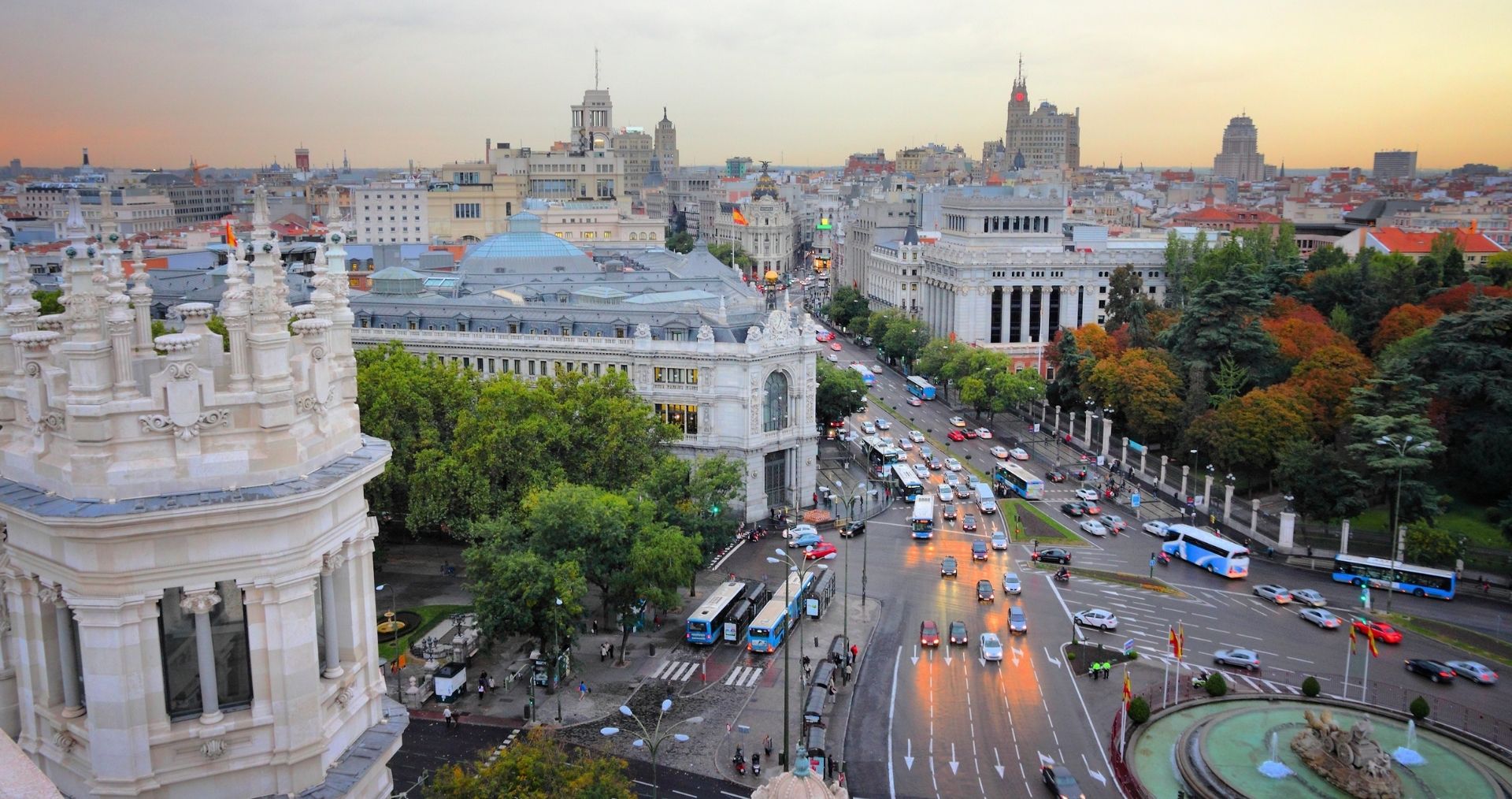 The Cibeles Palace and fountain at the start of Madrid’s Paseo del Prado