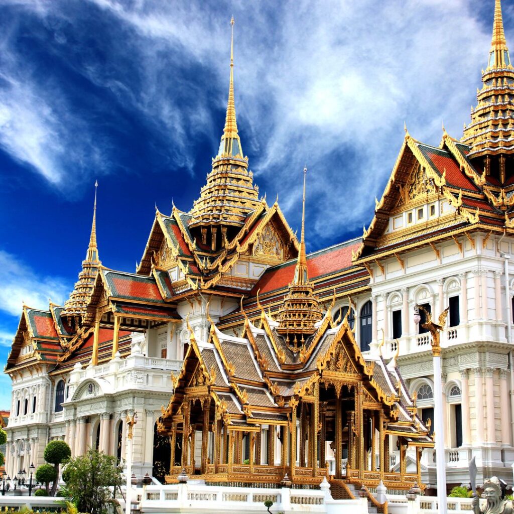 The golden spires of the Grand Palace in Bangkok