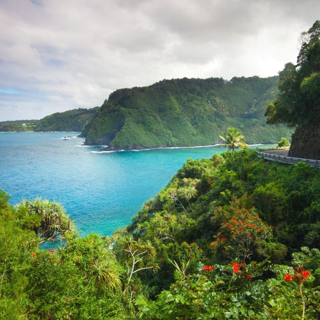 The winding Road to Hana along the coast