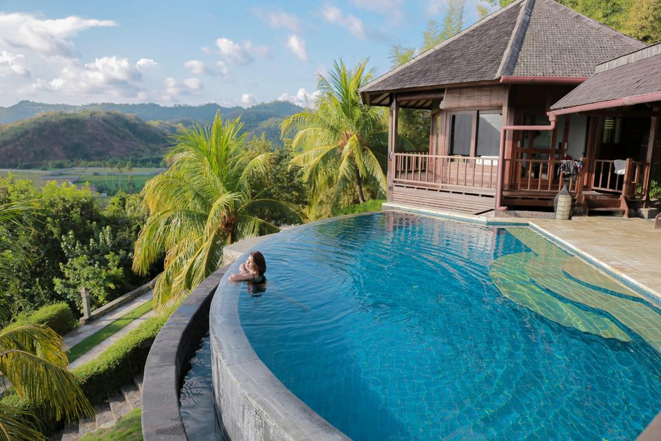 Infinity pool at a hillside villa