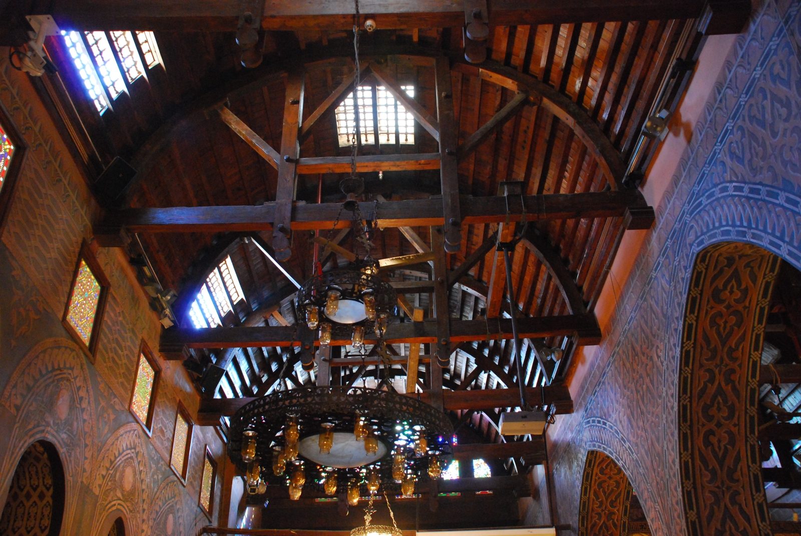Wooden ceiling and lanterns of the Hanging Church, Coptic Cairo