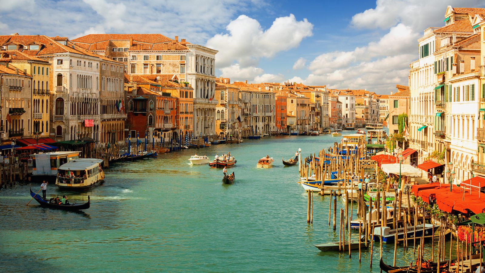 Gondolas on the Grand Canal in Venice, Italy