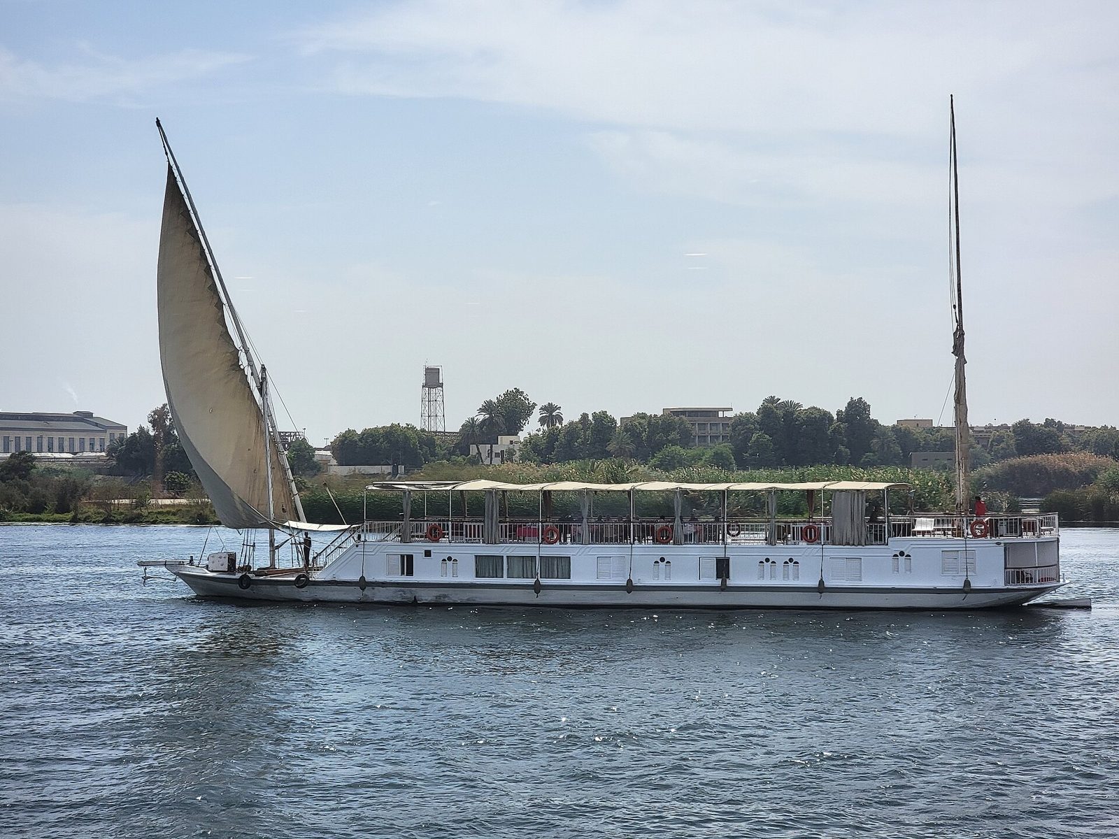 Dahabiya under sail on the Nile